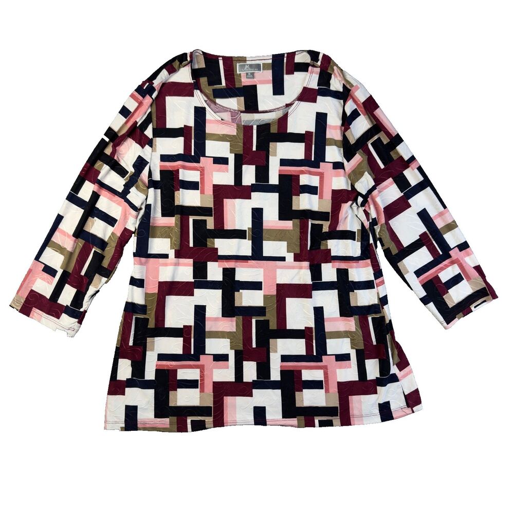JM Collection Womens Extra Large Multicolor Long Sleeve Abstract Career Work